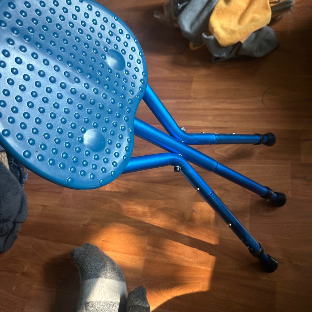 Yokaboze Cane Seat 3 Leg Blue Folding Adjustable Tripod Walking Stick Outdoor - Picture 5 of 5